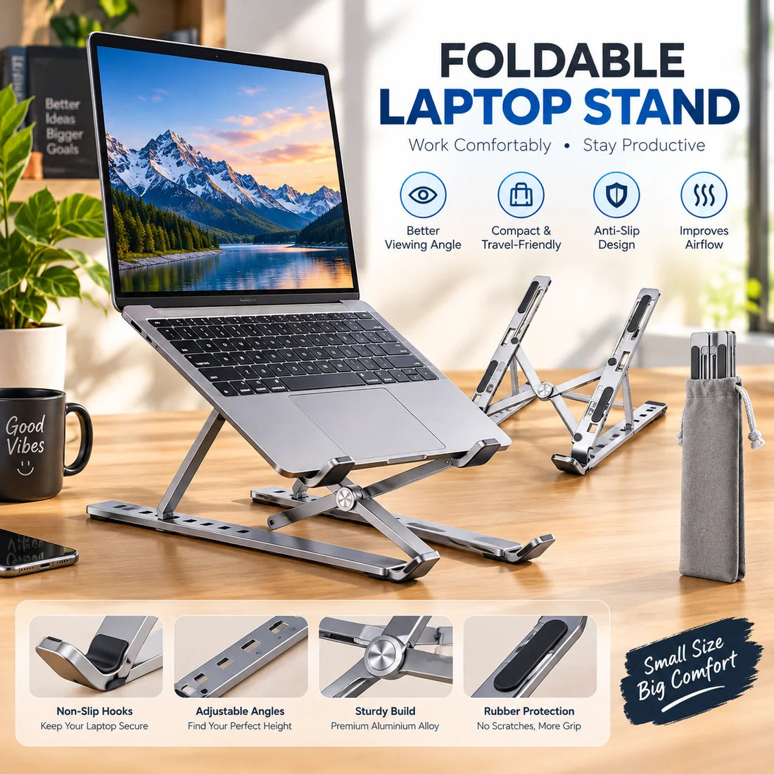 Adjustable Aluminum Laptop Stand — product view 1