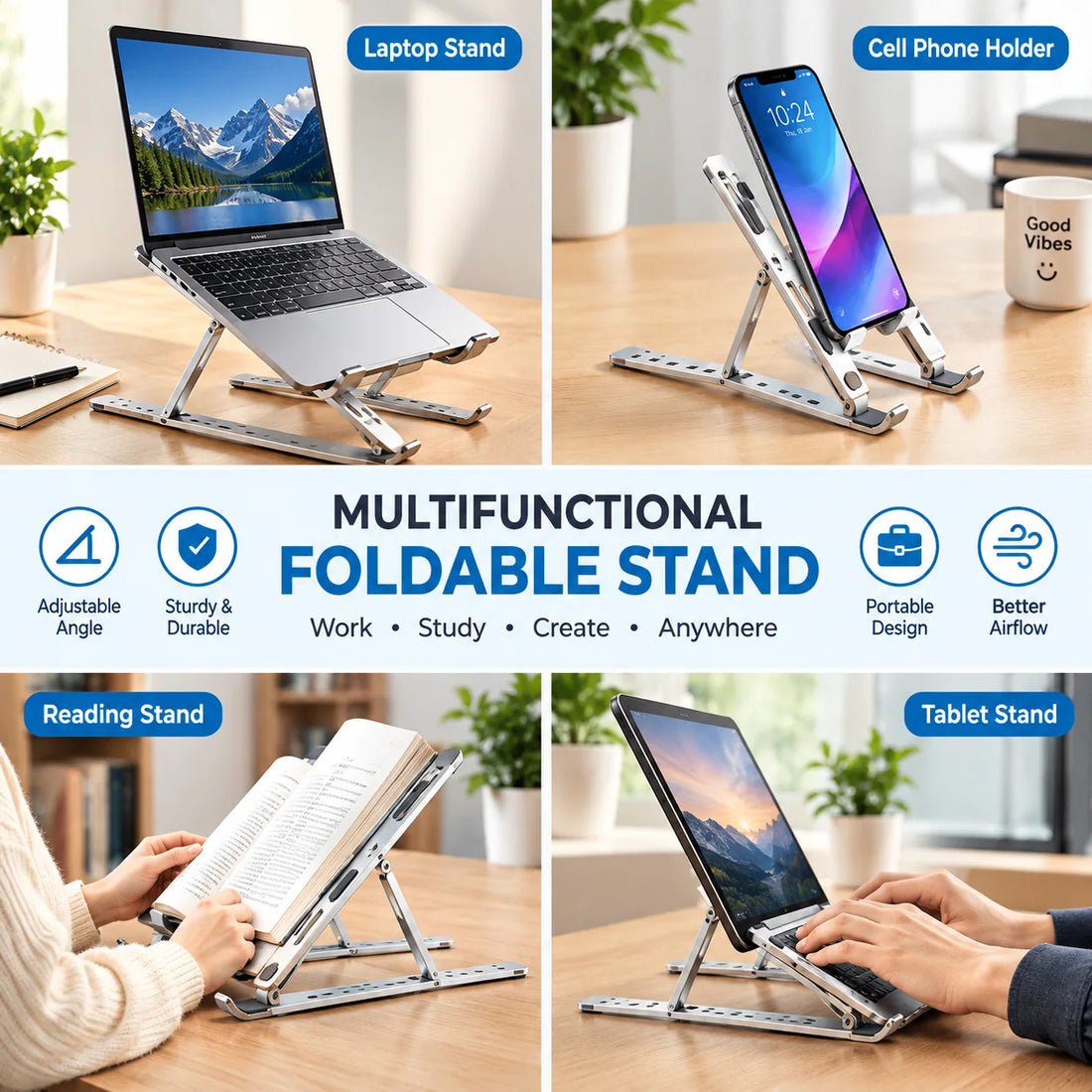 Adjustable Aluminum Laptop Stand — product view 1