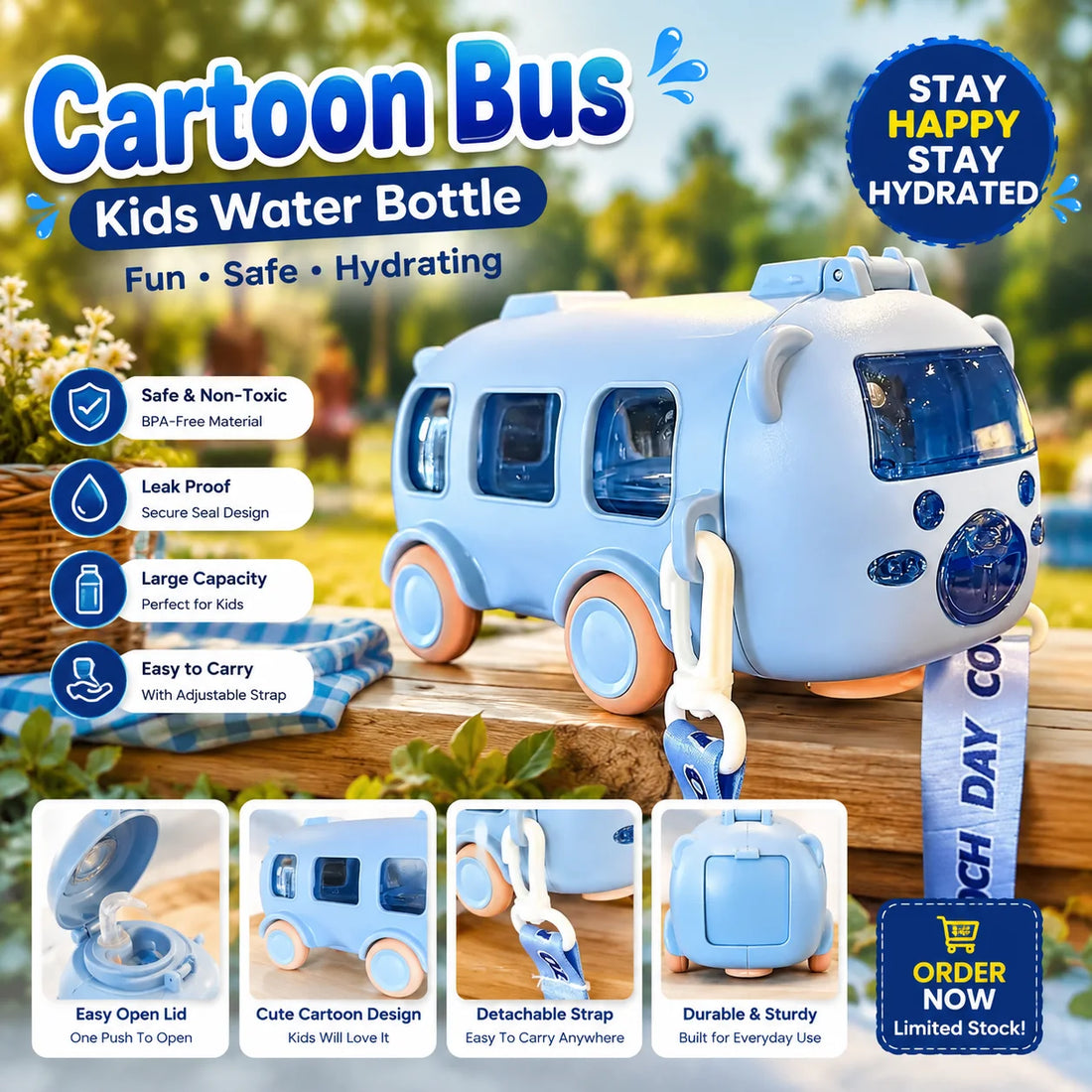 Baby Bus Water Bottle 500ml — product view 1