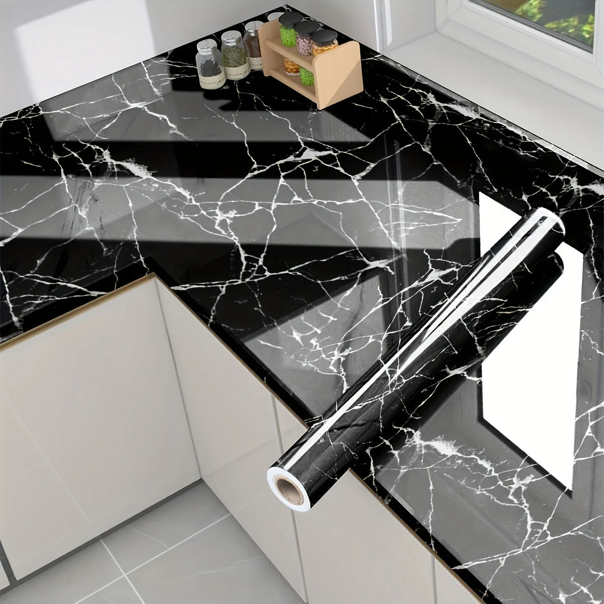Black Marble Adhesive Wallpaper — product view 1