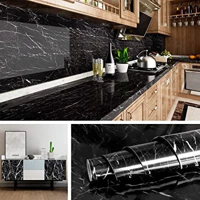 Black Marble Adhesive Wallpaper — product view 3