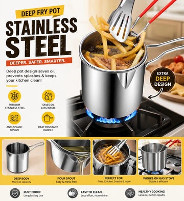 Stainless Steel Frying Pot — product view 1