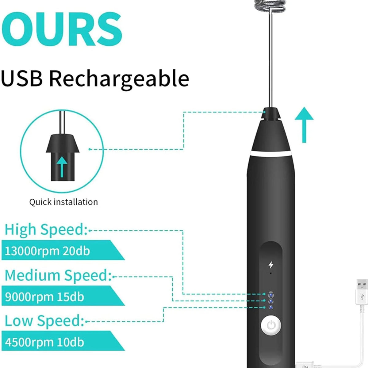 Rechargeable Milk Frother — product view 2