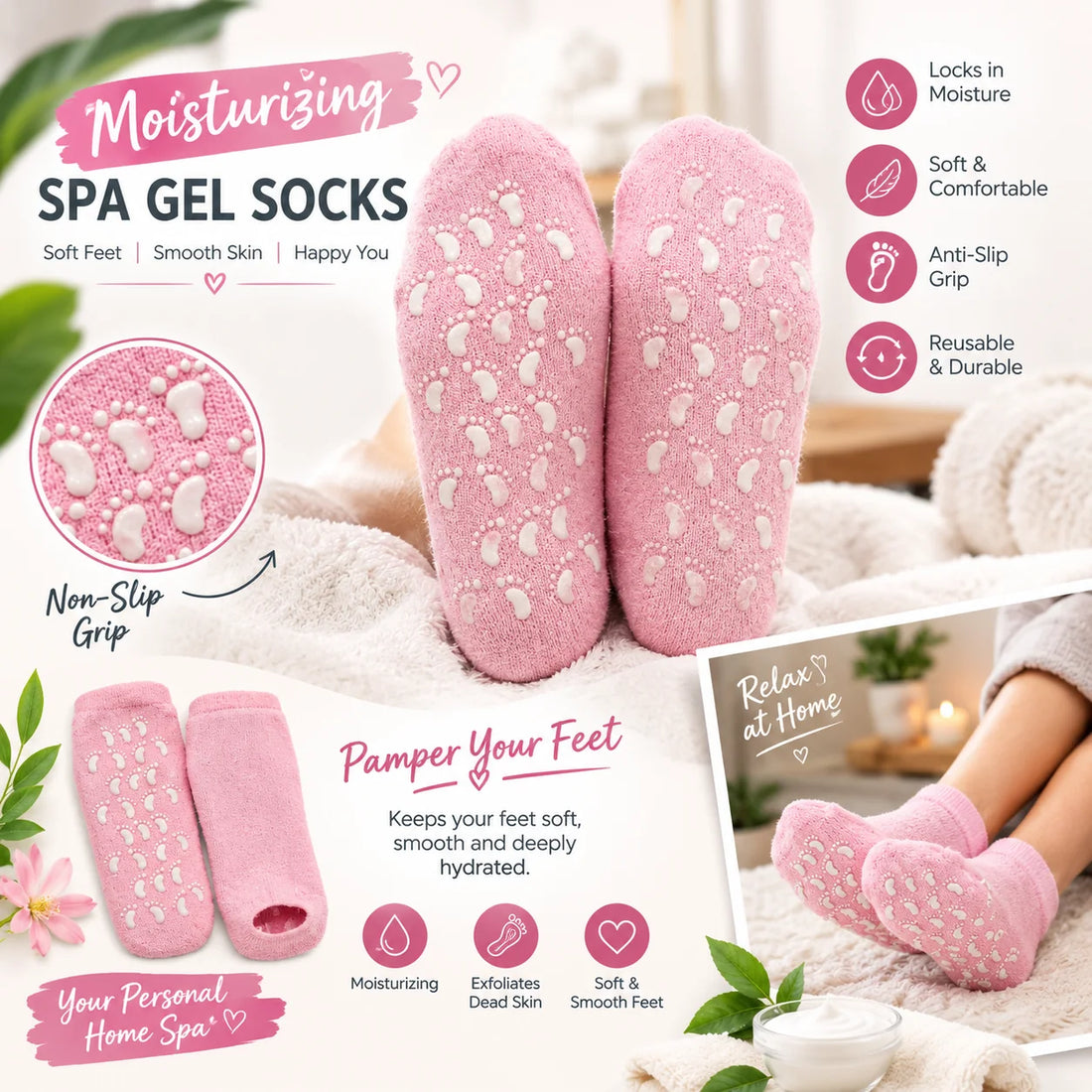 Spa Gel Heel Socks — product view 1