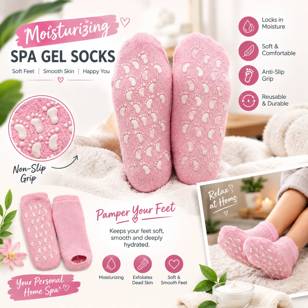 Spa Gel Heel Socks — product view 1