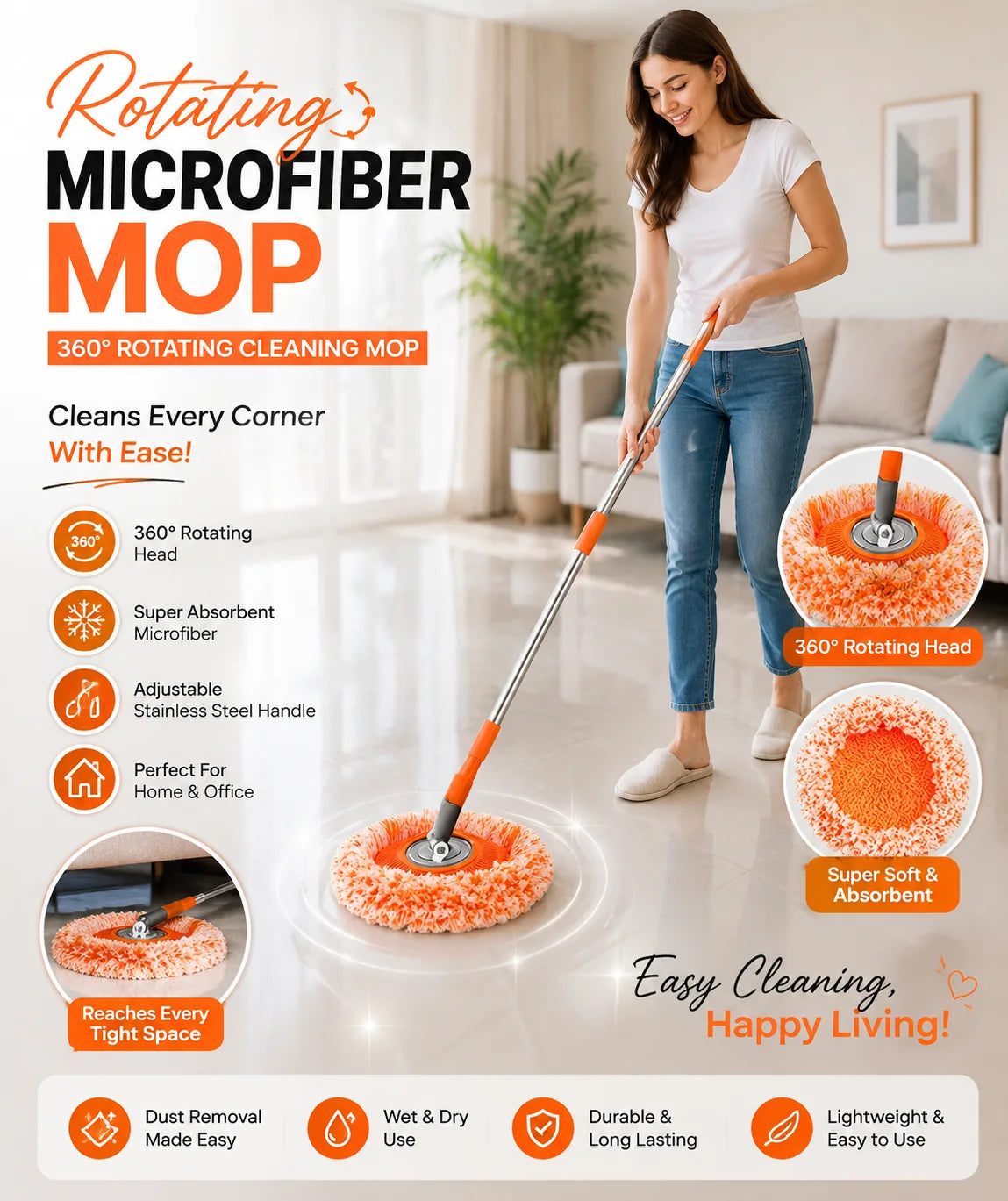 Sunflower Microfiber Floor Mop — product view 1